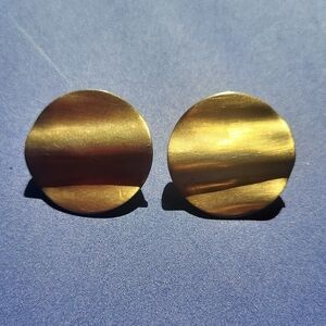 Monet Gold-Tone Wave Disc  Earrings